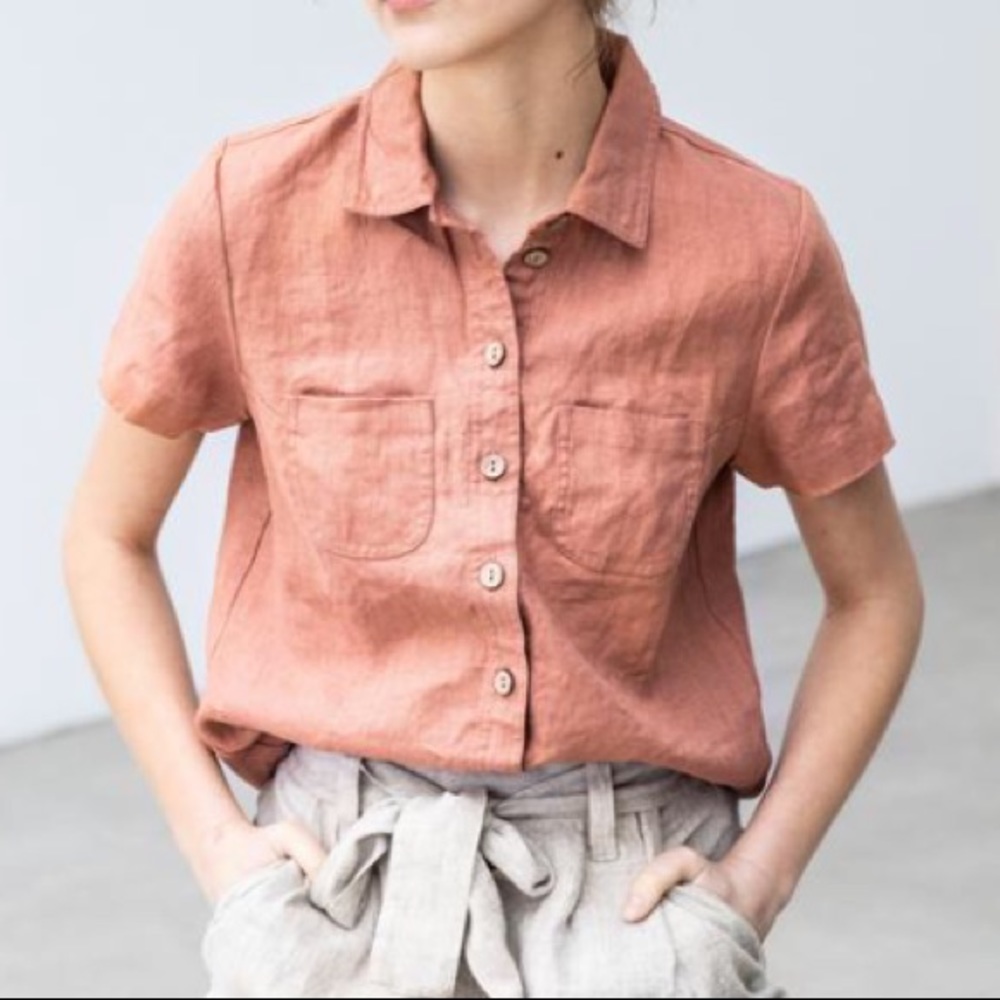 NotPerfectLinen collard button up shirt